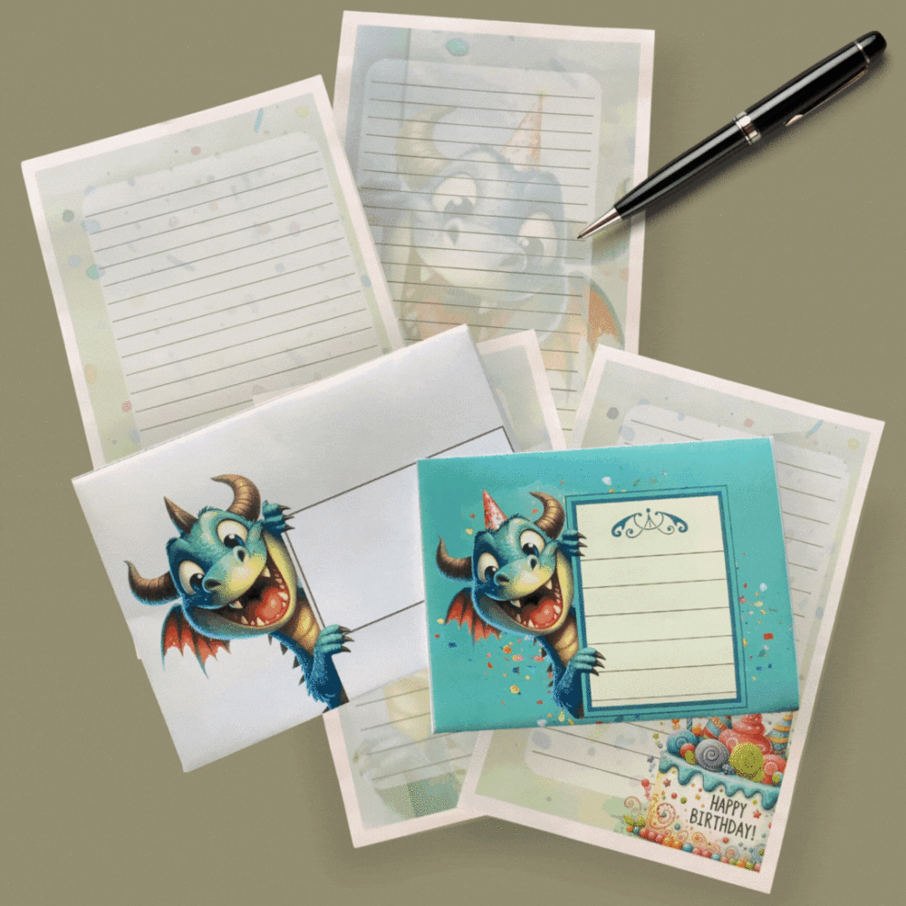 Birthday Boy Dragon Stationery Set